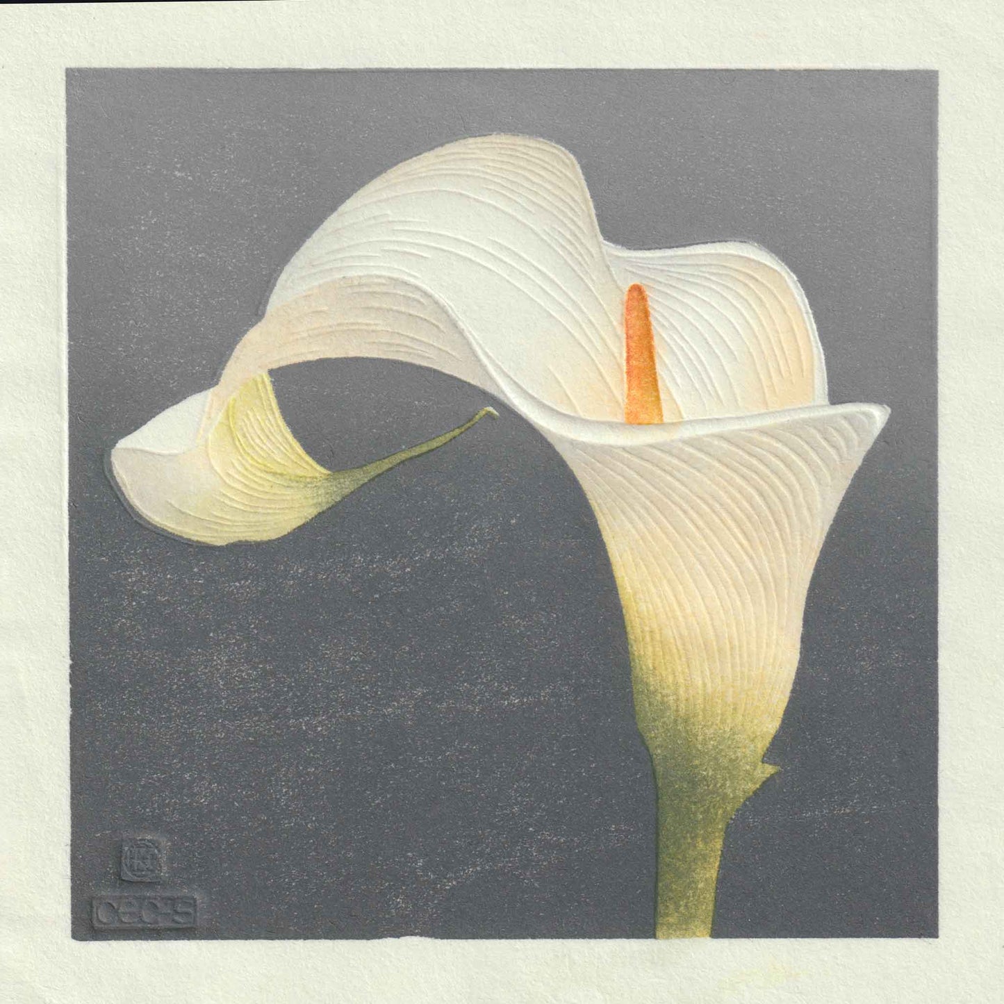 Arum Lily woodblock - original handmade print