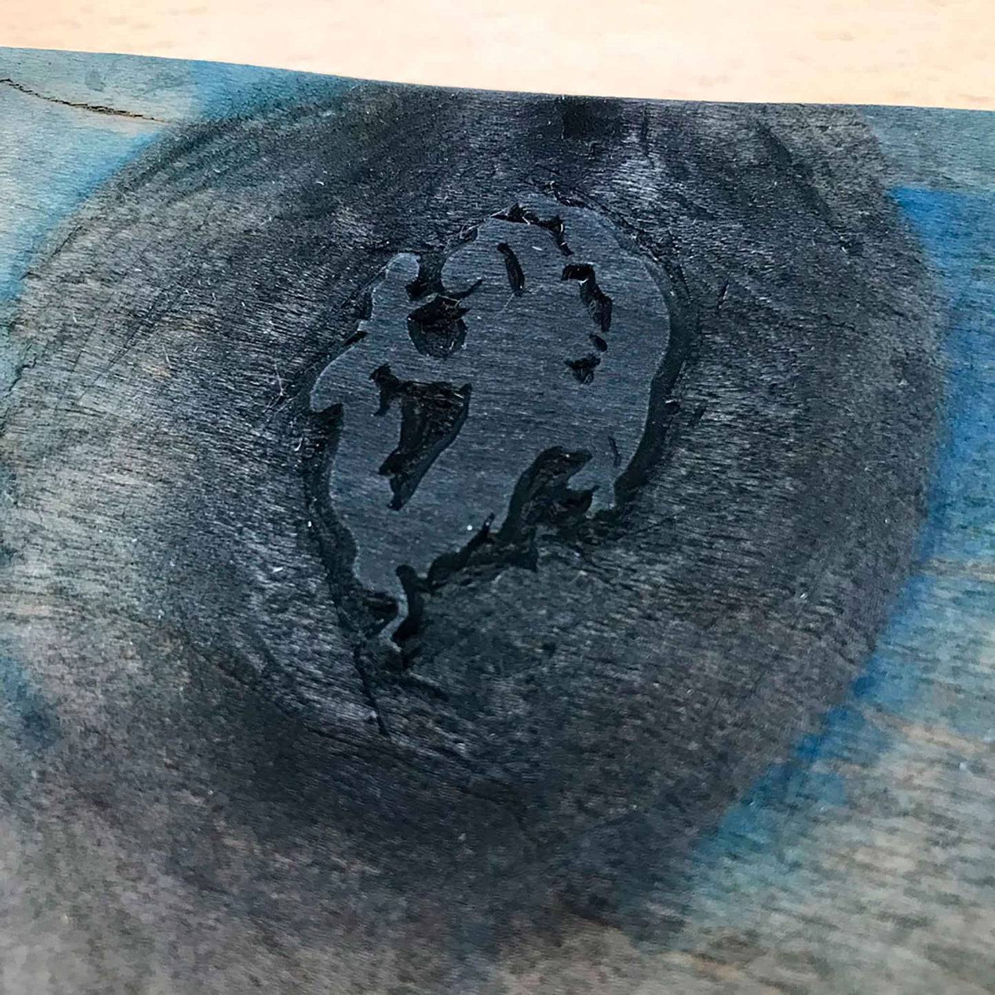 Hand-carved cherry woodblocks used to print At the Hot Spring, after Ichijo Narumi — part of Claire Cameron-Smith’s woodblock printing process.