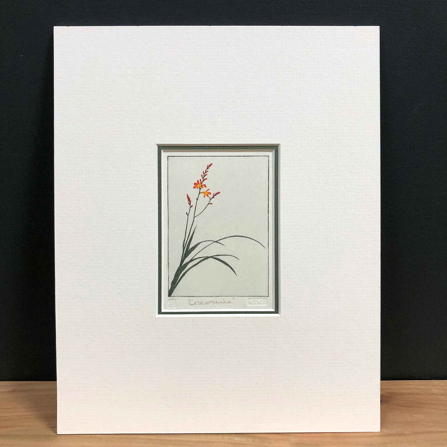 Crocosmia woodblock - original handmade print