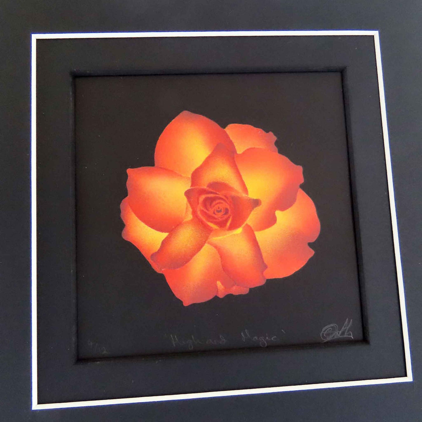 High and Magic - limited edition rose pochoir (stencilled) original handmade print