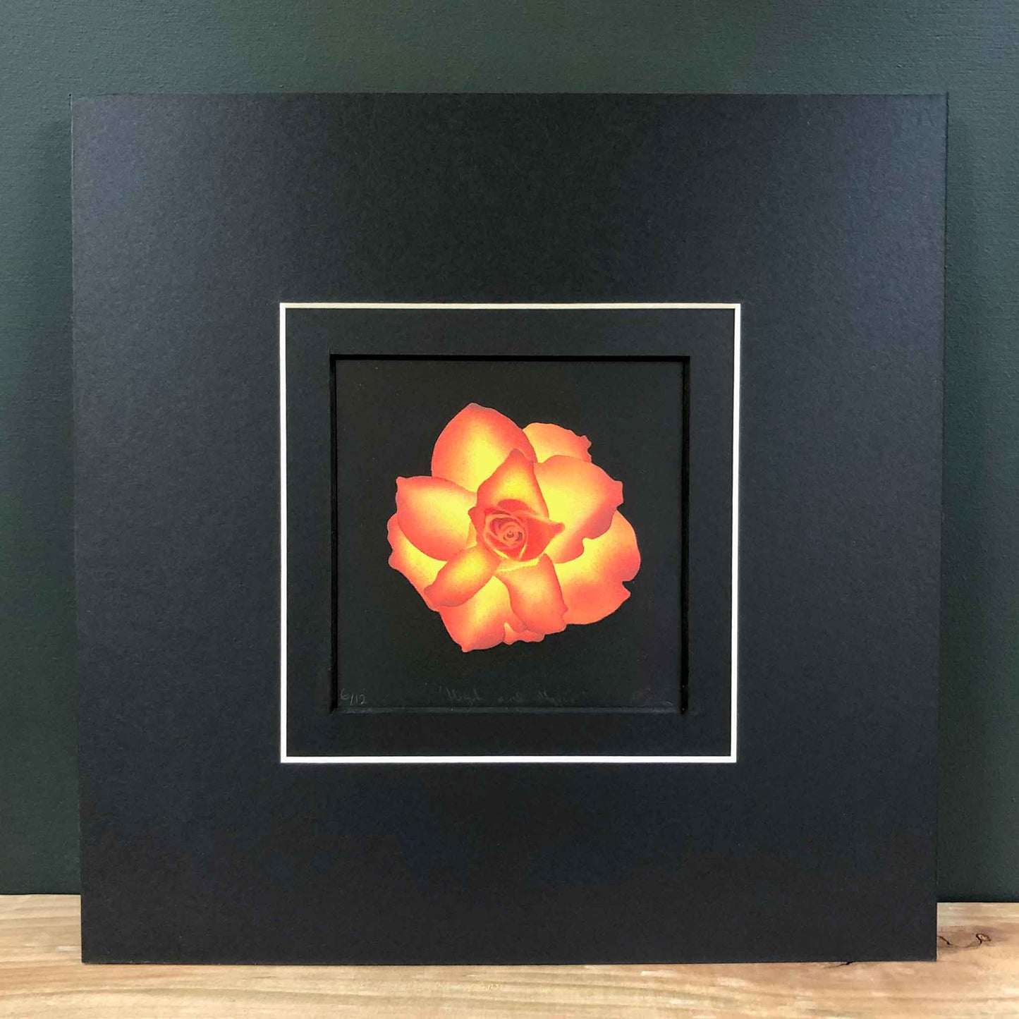 High and Magic - limited edition rose pochoir (stencilled) original handmade print