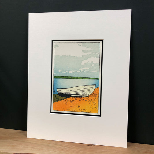 Memories of Summer – "Boat on the Lakeshore" Fine Art Mounted Print