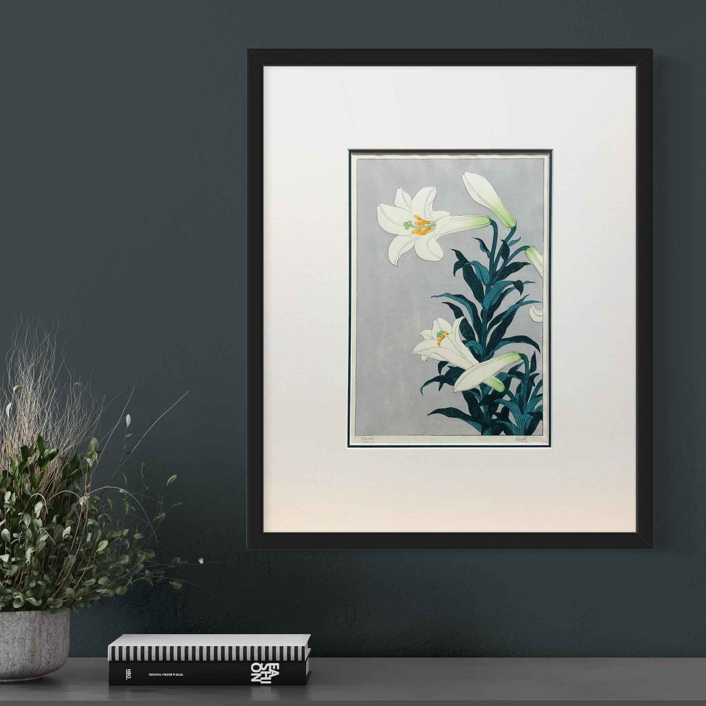 White Lily, after Koson, Japanese woodblock - original handmade print