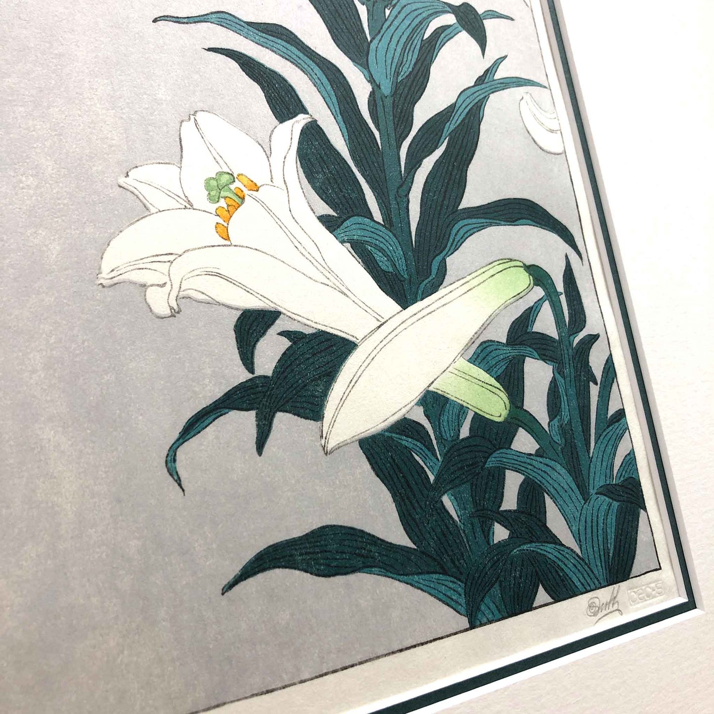 White Lily, after Koson, Japanese woodblock - original handmade print