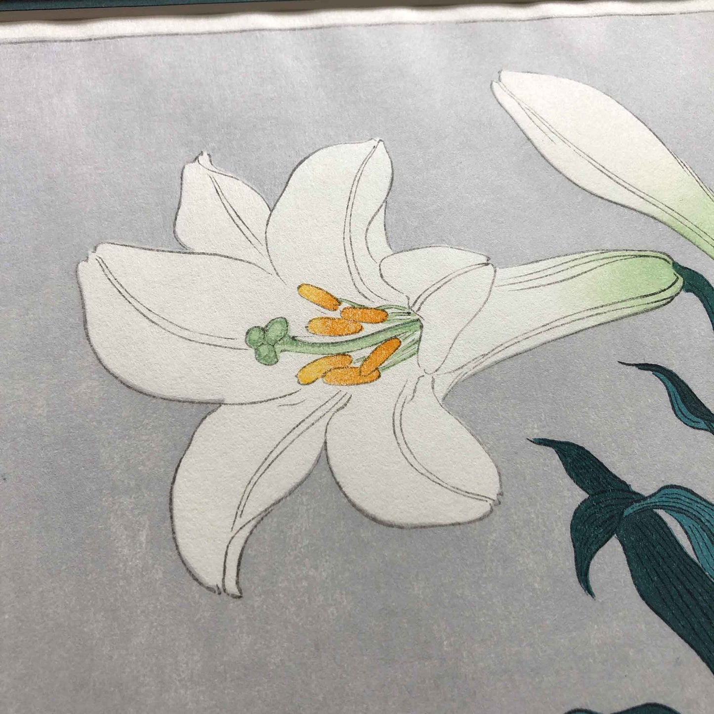 White Lily, after Koson, Japanese woodblock - original handmade print