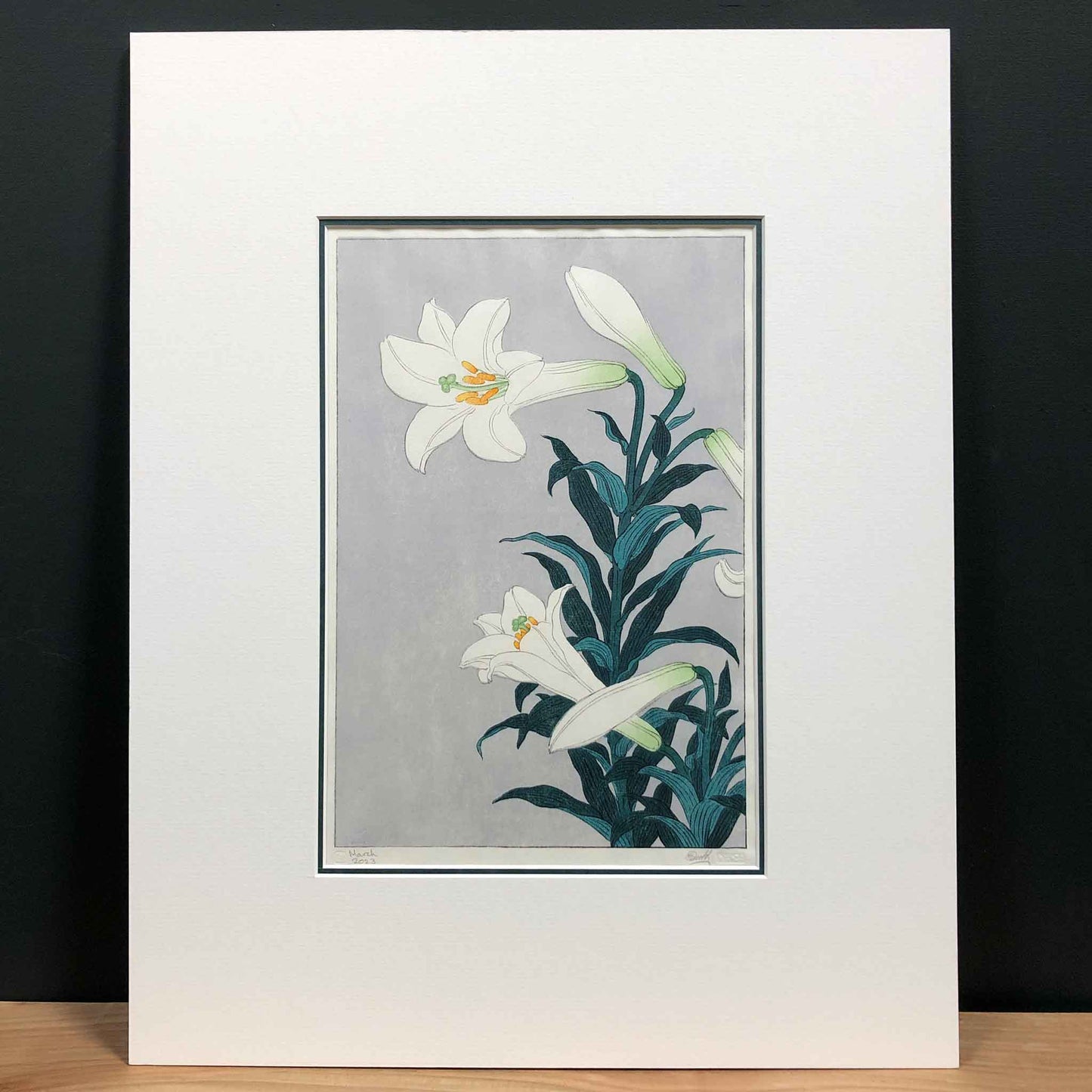 White Lily, after Koson, Japanese woodblock - original handmade print
