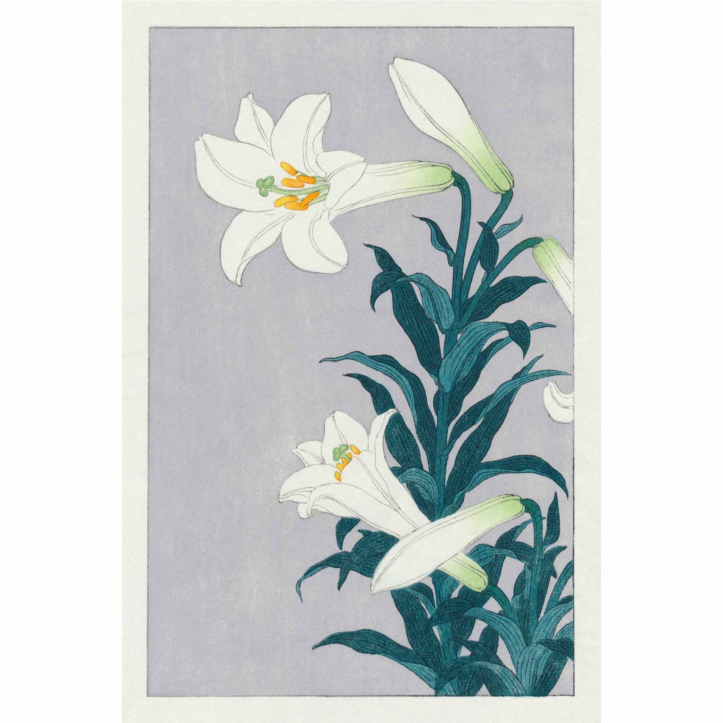 White Lily, after Koson, Japanese woodblock - original handmade print