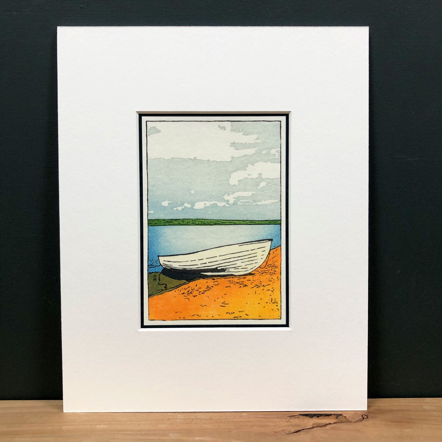 Boat on the Lakeshore Mounted Fine Art Mini Print