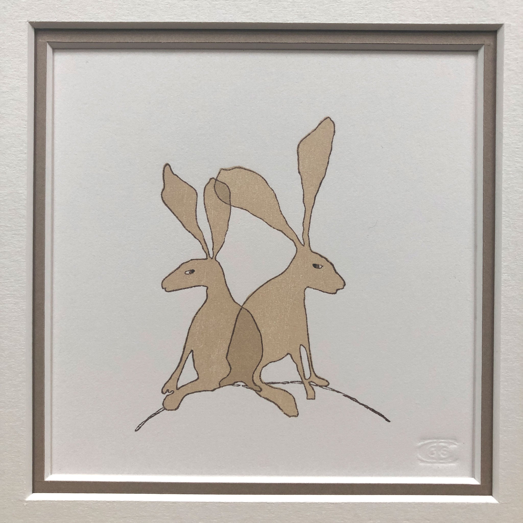 Brown Hares - original handmade woodblock print – Claire Cameron