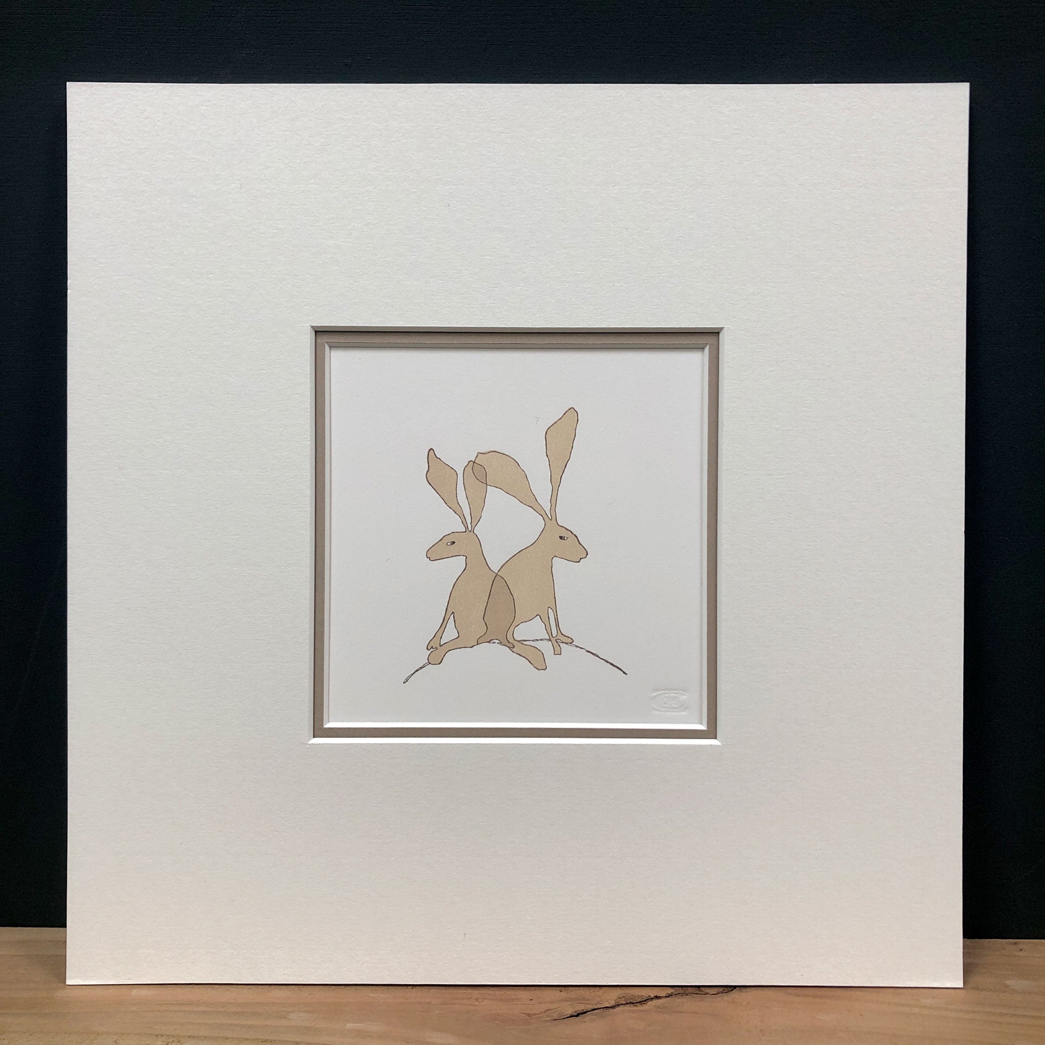 Brown Hares - original handmade woodblock print – Claire Cameron