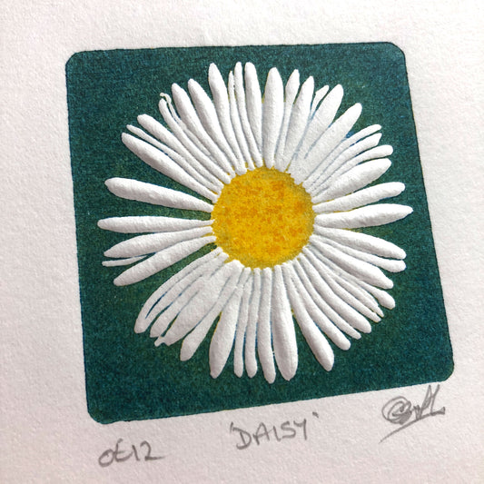 Daisy - original handmade woodblock print