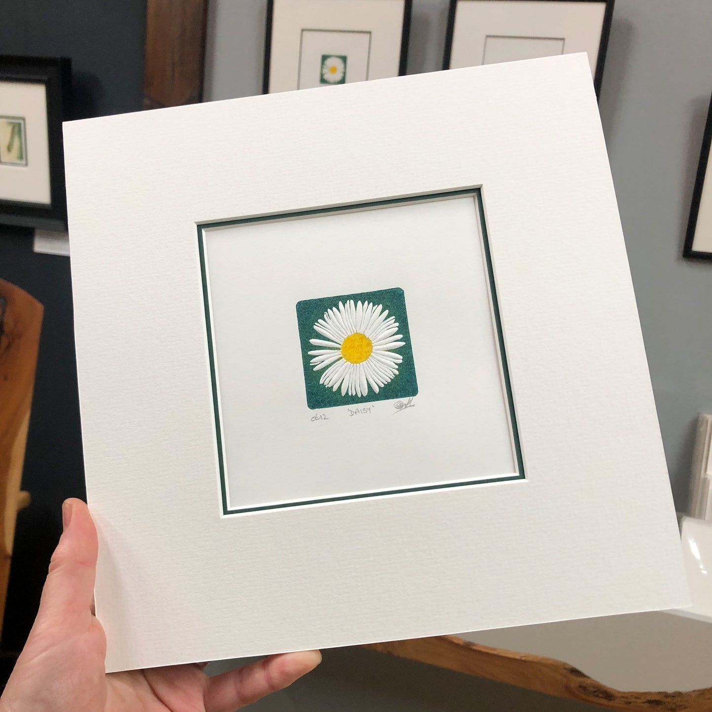 Daisy - original handmade woodblock print
