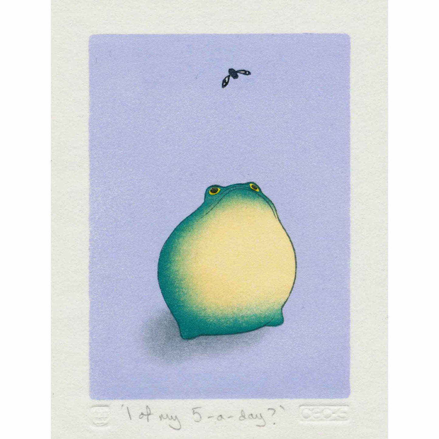 Does a Fruit Fly Count as One of My Five-a-Day? - Japanese frog - original handmade print