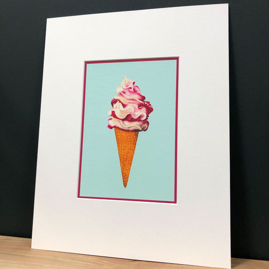 Summer Treat – "Raspberry Ripple" Ice Cream Fine Art Mounted Print