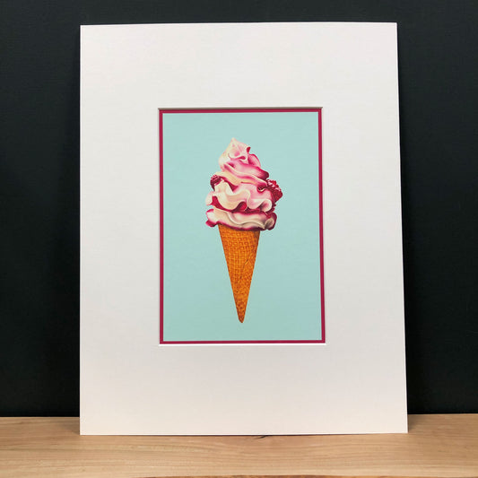 Summer Treat – "Raspberry Ripple" Ice Cream Fine Art Mounted Print