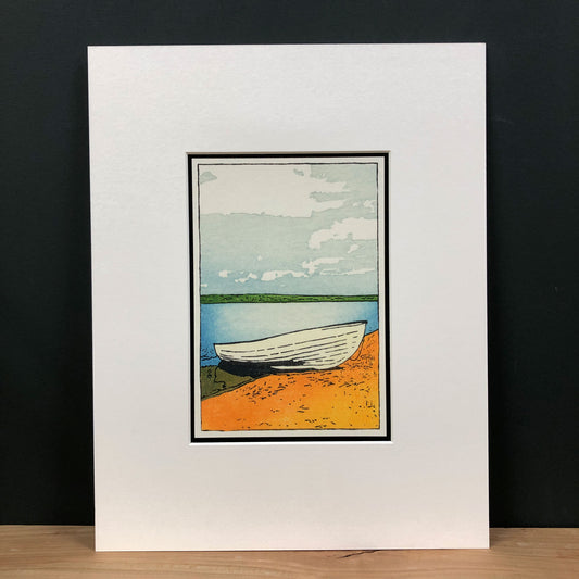 Memories of Summer – "Boat on the Lakeshore" Fine Art Mounted Print