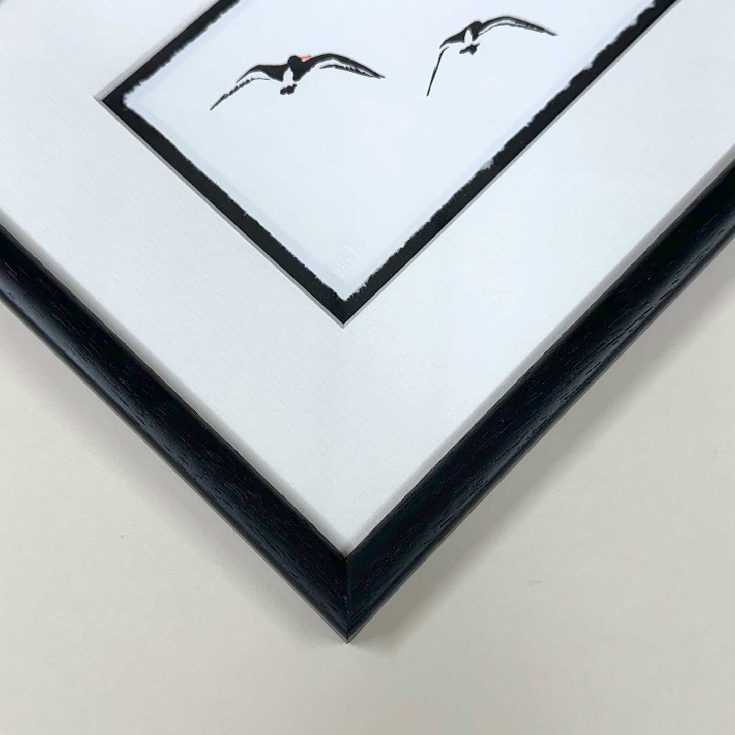 Oyster Catchers in Flight - original handmade vinyl cut print (Black and White version)