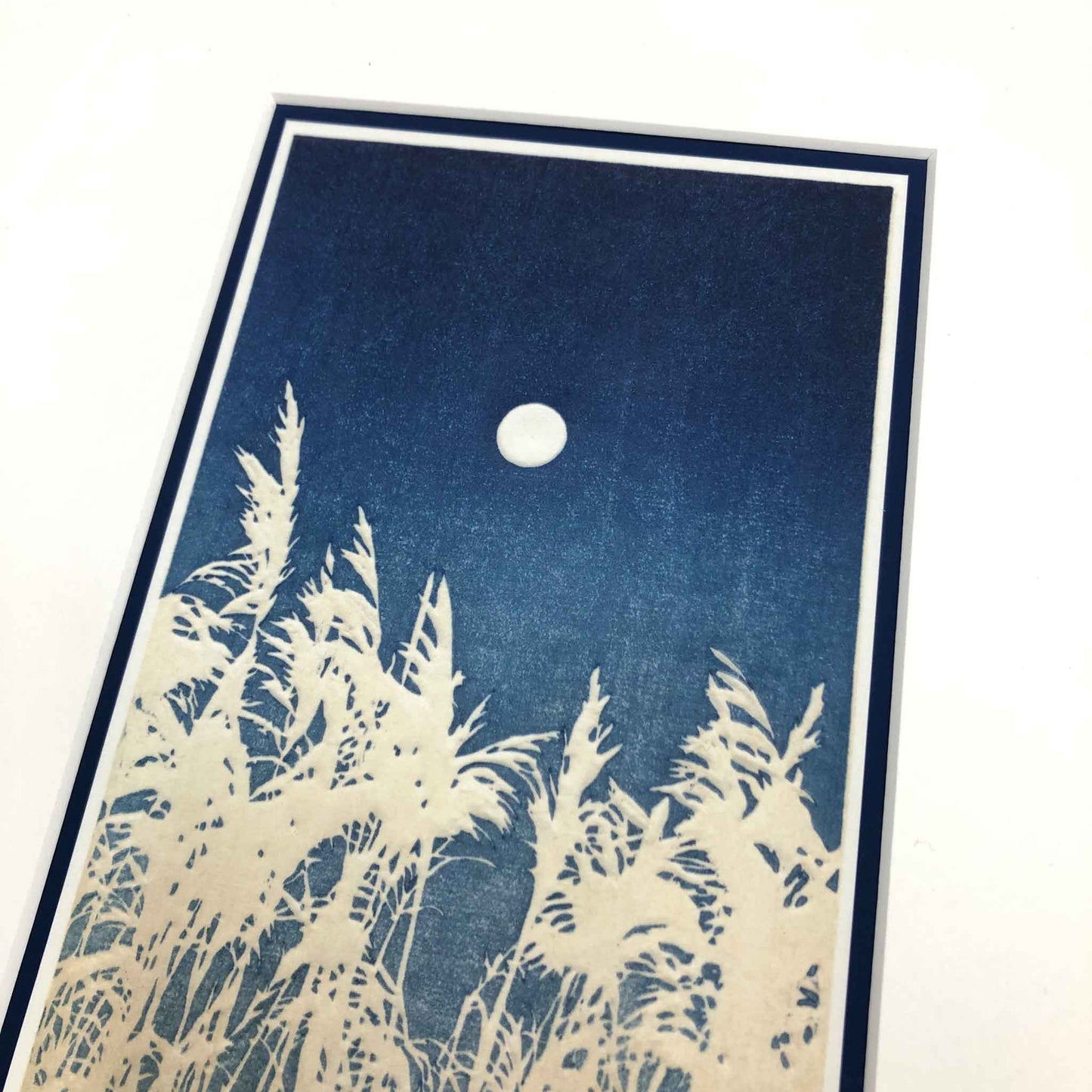 Autumn Calm – "Reeds Under a Full Moon" Fine Art Mounted Print