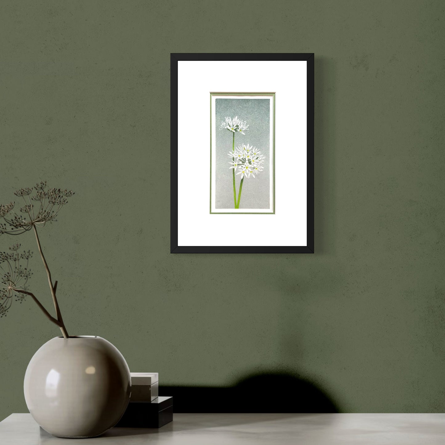 Wild Garlic botanical woodblock - original handmade print