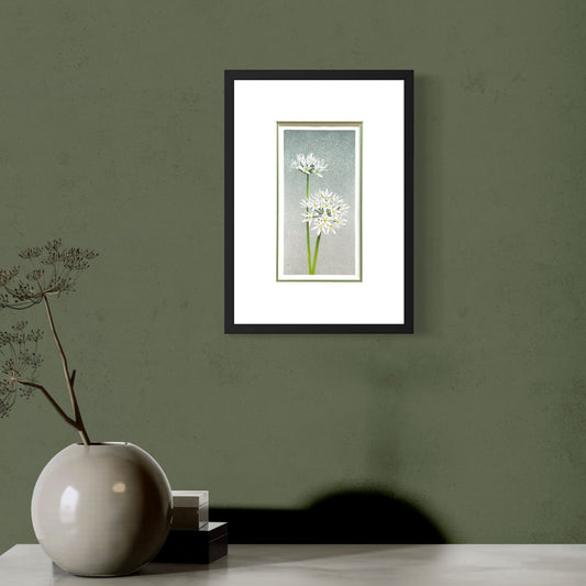 Wild Garlic botanical woodblock - original handmade print