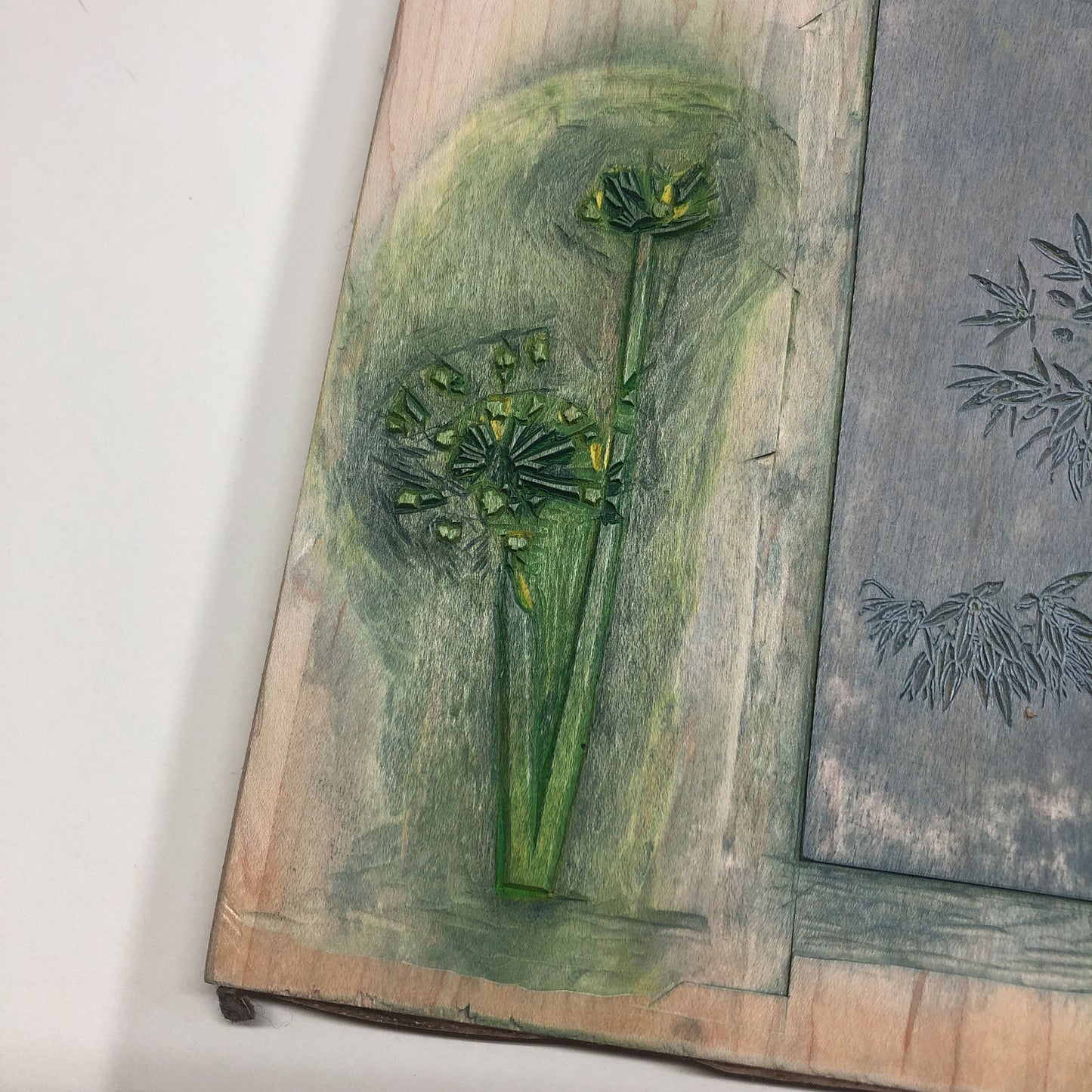 Wild Garlic botanical woodblock - original handmade print