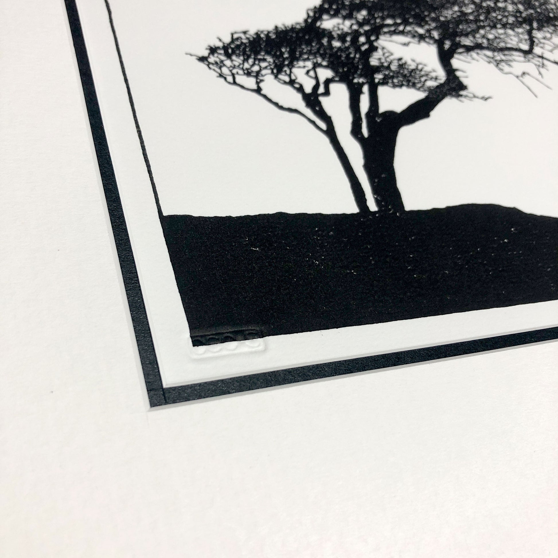 Artist signature seal detail on original handmade woodblock print.