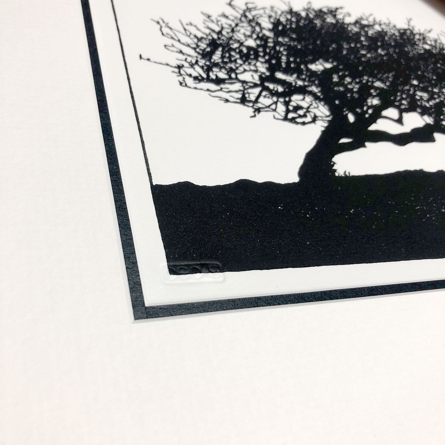 Artist signature seal detail on original handmade woodblock print.