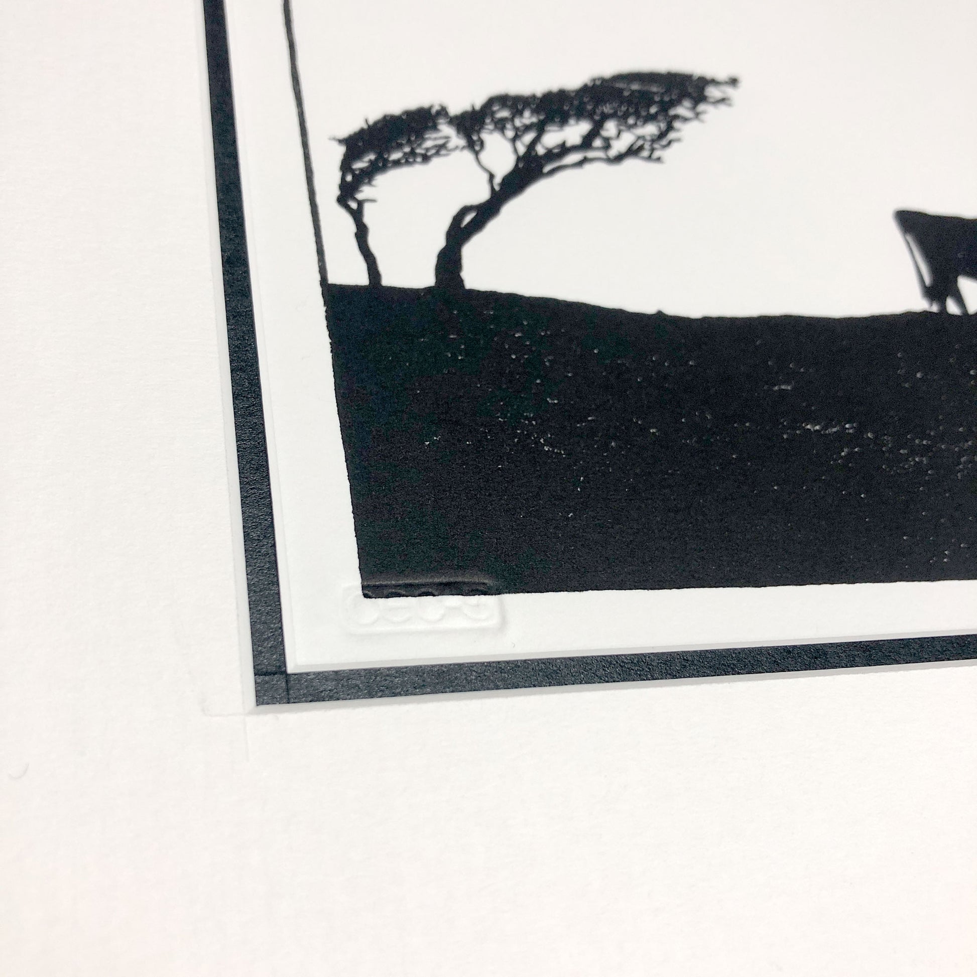 Artist signature seal detail on original handmade woodblock print.